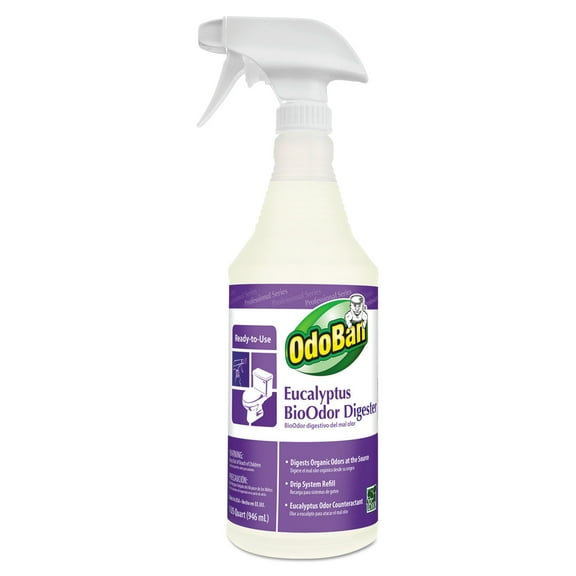 OdoBan Professional Cleaning Ready-to-Use BioOdor Digester Harsh Aroma Counteractant, 32 Ounce Spray, Eucalyptus Scent