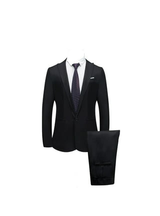 Stamzod 3 Piece Tuxedo Suits Slim Fit Casual Suit Blazer One Button Wedding  Prom Jackets Shirt&Trousers Black XXXL