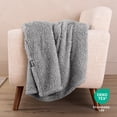 thumbnail image 6 of Bare Home Faux Shearling Blanket - Dual Layer - Fluffy & Soft - Lightweight - Throw/Travel, Light Gray, 6 of 7
