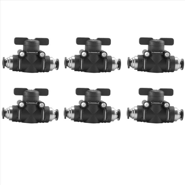 VáLvula de Bola de ConexióN una PresióN de 6 Mm, VáLvula de Control de Flujo de Aire de 6 Mm, Accesorios de Tubo de VáLvula de ConexióN RáPida, Paquete de 6