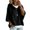Black, variant on Pullover Sweaters for Women Hooded Ribbed 3/4 Sleeve Sweaters | Ribbed Knitted, Drawstring, Batwing Sleeve, Office, Soft and Comfort Fabric, Work, Drop Shoulder, Comfy White M