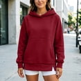 thumbnail image 5 of Hoodie for Womens Xaqiouau Solid Cross Neck Hooded Pullover Sweatshirt Split Hem Side Pockets Long Sleeve Basic Tops For Fall Athleisure Casual Daily Wear Wine S, 5 of 6