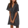 thumbnail image 1 of SMihono Robe d'Été Grande Taille pour Femmes 2023 Mode Imprimée Décontractée Printemps et Été Col en V Manches Courtes Longueur Genou, 1 of 4
