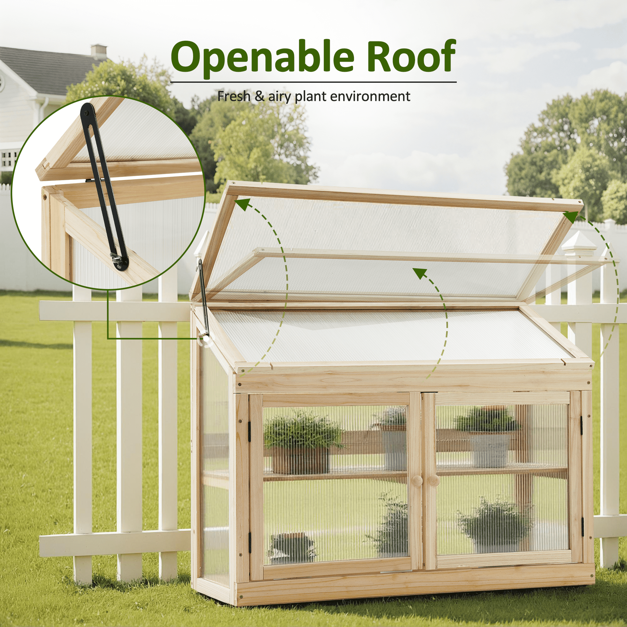 MCombo 2-Tier Wooden Cold Frame Garden Greenhouse 0160 (Natural)