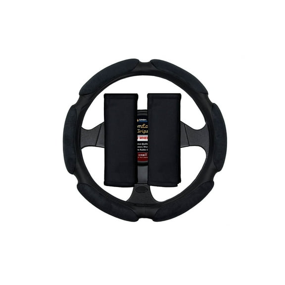 Comfort Grips Multi Grip Steering Wheel Cover / Seat Belt Cushions Combo Pack Medium Black