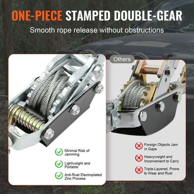 SKYSHALO Cable Puller 4 Ton Capacity 10 ft Steel Cable Includes 3 Hooks Robust Ratchet Power Puller with Two Gears Perfect for Vehicle Recovery Walmart