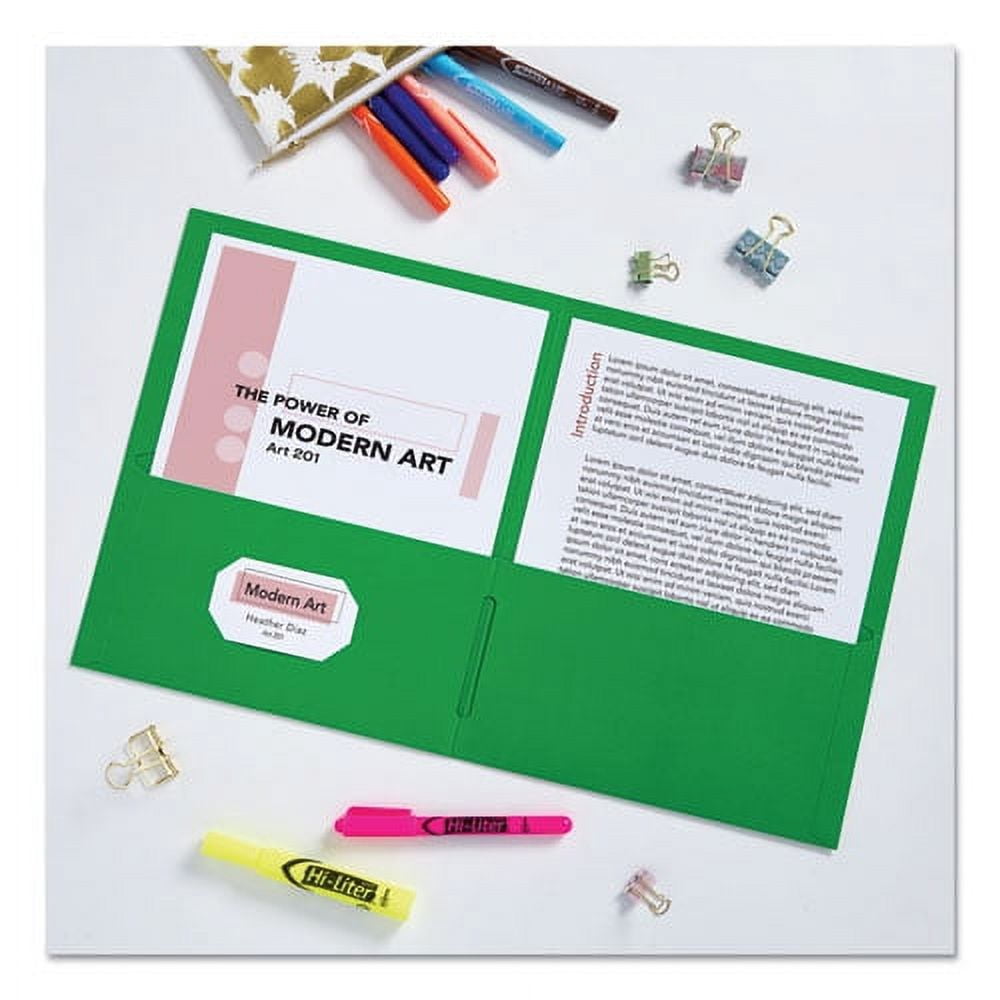 Two-Pocket Folder, 40-Sheet Capacity, 11 X 8.5, Green, 25/box | Bundle of 5 Boxes