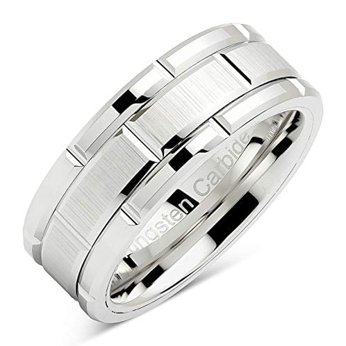 100s Jewelry Tungsten Rings For Men Wedding Band White Gold Brick Pattern Rhodium Plated Size 6 16 Tungsten 14 5 Walmart Com Walmart Com