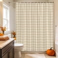 thumbnail image 2 of Cream Plaid Shower Curtain, Waterproof Shower Curtains for Bathroom, Gingham Checked Minimalist Modern Washable Fabric Bathtub Curtain Set Bath Decor with 12 Hooks 48"x72", 2 of 8