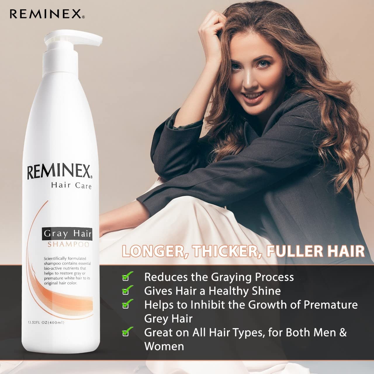 Anti Gray Hair Shampoo - Proprietary Treatment Infused with Argan Oil To Help Restore Gray And White Hair To Its Natural Color - 13.5 Oz