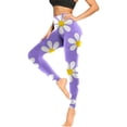 thumbnail image 4 of DeHolifer Womens Stretch Yoga Leggings Flower Printed Fitness Running Gym Sports Full Length Active Pants Yoga Full Length Pants Purple S, 4 of 6