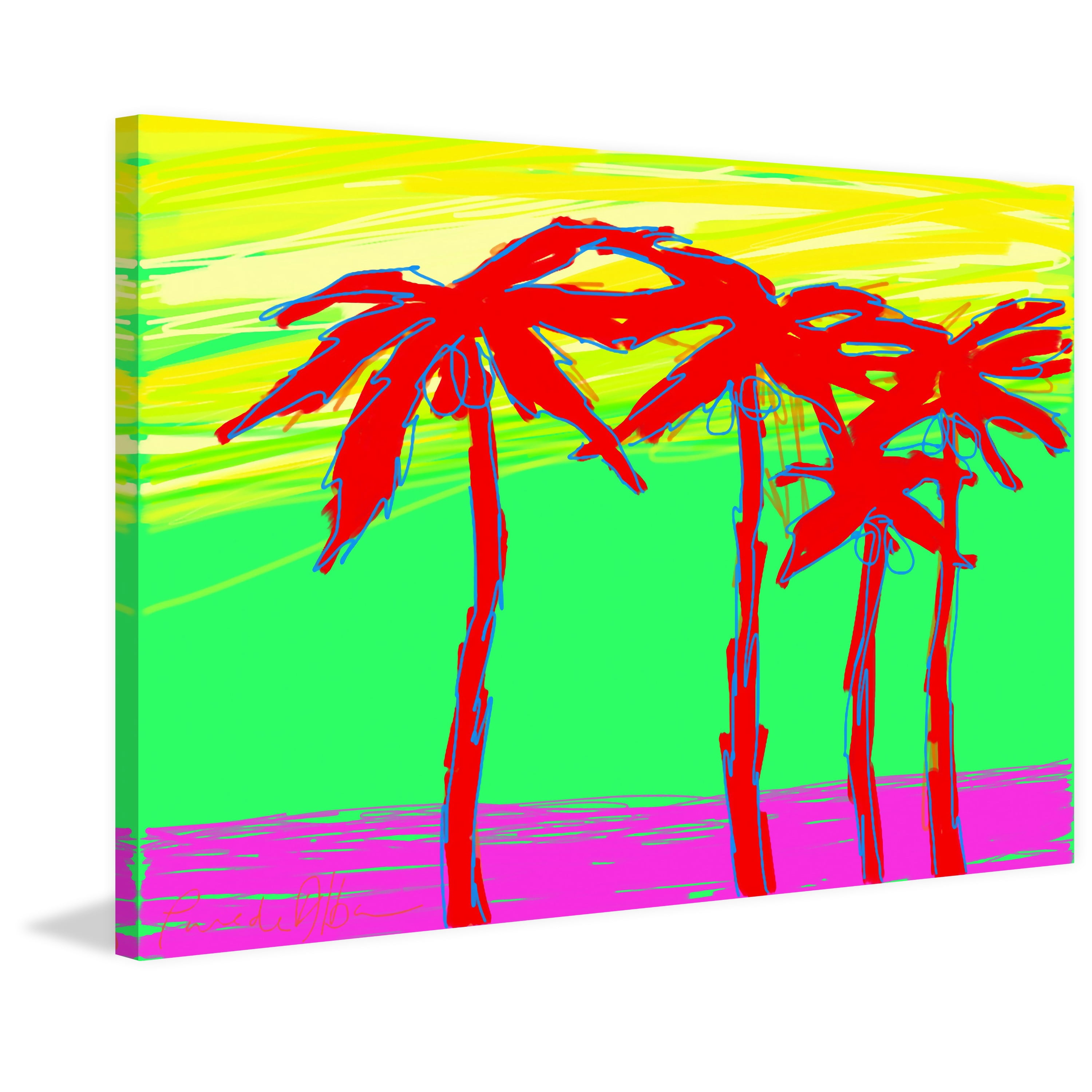 Marmont Hill "California Palms 2" by Arthur Pina Painting Print on Wrapped Canvas