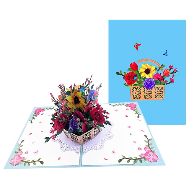 Tarjeta emergente de ramo 3D para el día del padre: tarjeta de cumpleaños, tarjeta de agradecimiento, tarjetas de felicitación emergentes hechas a mano para muchas ocasiones