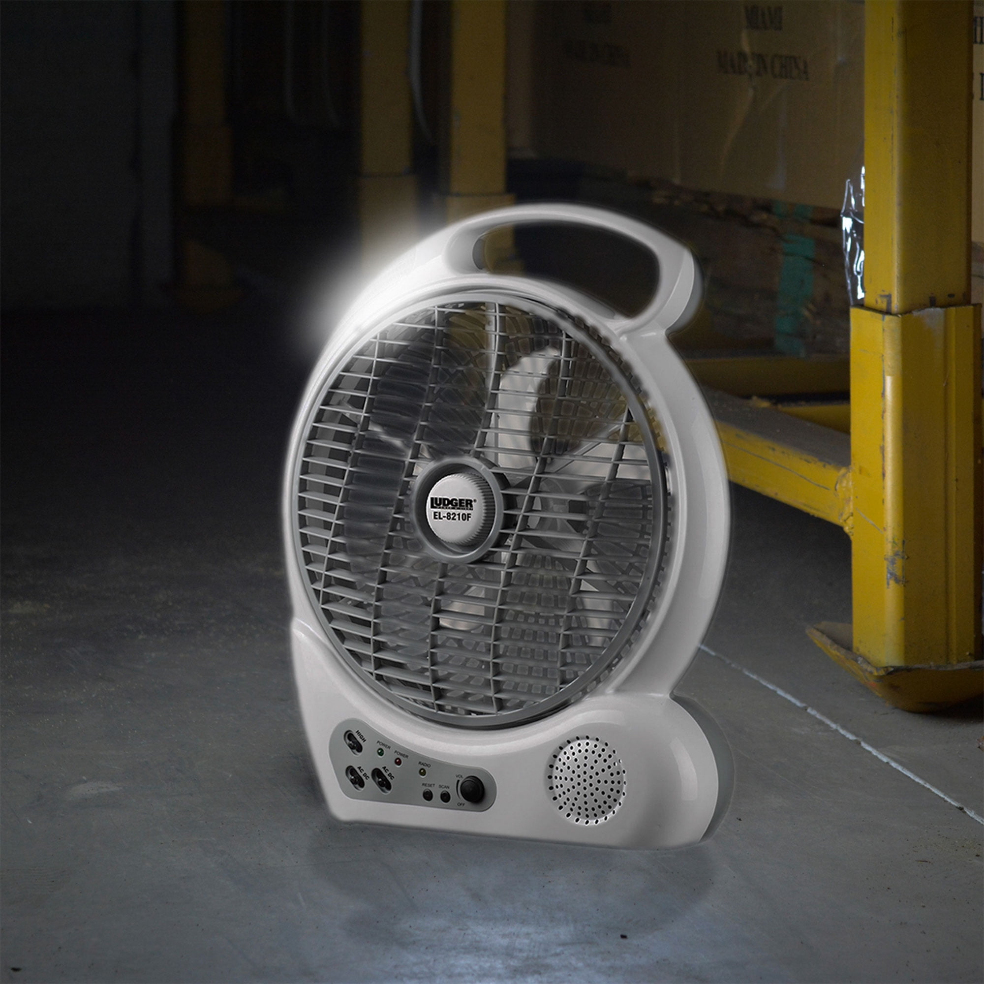 Ludger Power & Light EL-8210F Portable 10 Inch Rechargeable Fan with LED Lights