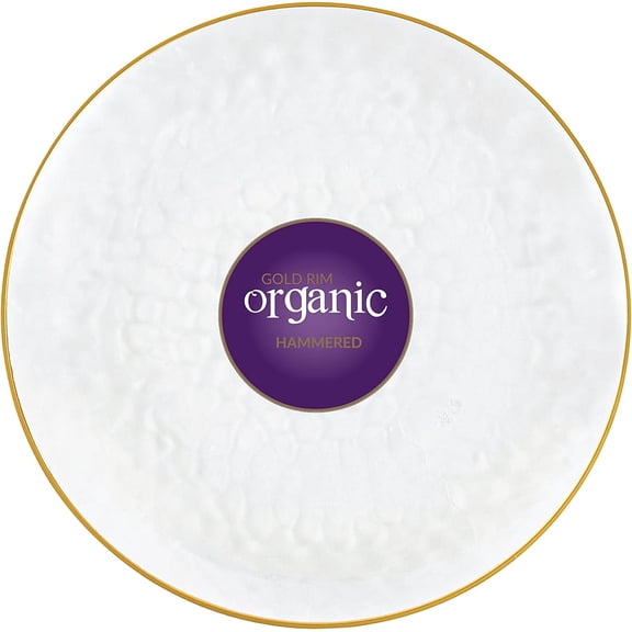 PLASTICPRO Disposable Hammered Plastic Plates with Gold Trim Fancy Dinner Plate, Clear 7”