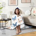thumbnail image 4 of Wearable Blanket,White Blue Butterfly Flower Pattern Hooded Wearable Flannel Blanket for Adults & Teens,Winter Poncho Shawl Wrap Cape Cozy Anti-Pill,50"x60", 4 of 5