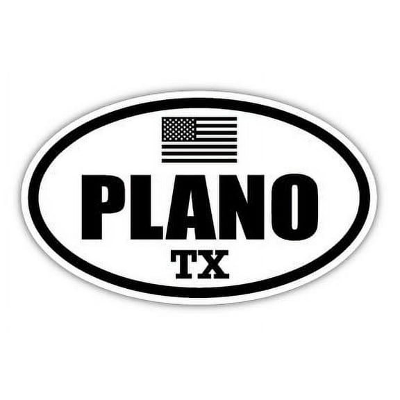 Plano TX Texas Collin County Stealthy Subdued Old Glory US Flag Oval Euro Decal Bumper Sticker 3M Vinyl 3" x 5"