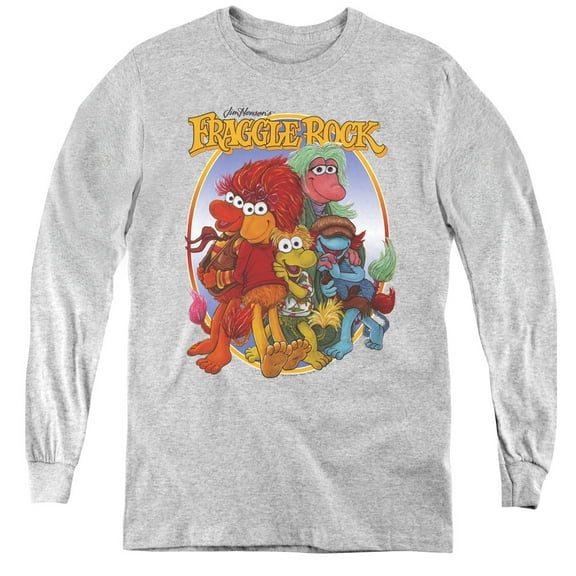 Fraggle Rock Group Hug Youth Long Sleeve T-Shirt Athletic Heather