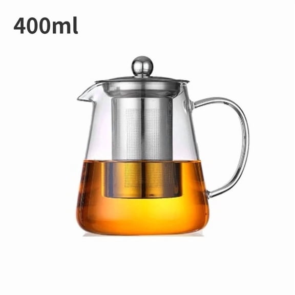 1pc Glass Teapot Heat Resistant Borosilicate Clear Tea Kettle with Removable Stainless Steel Infuser Kettle Kung Fu Teaware Set