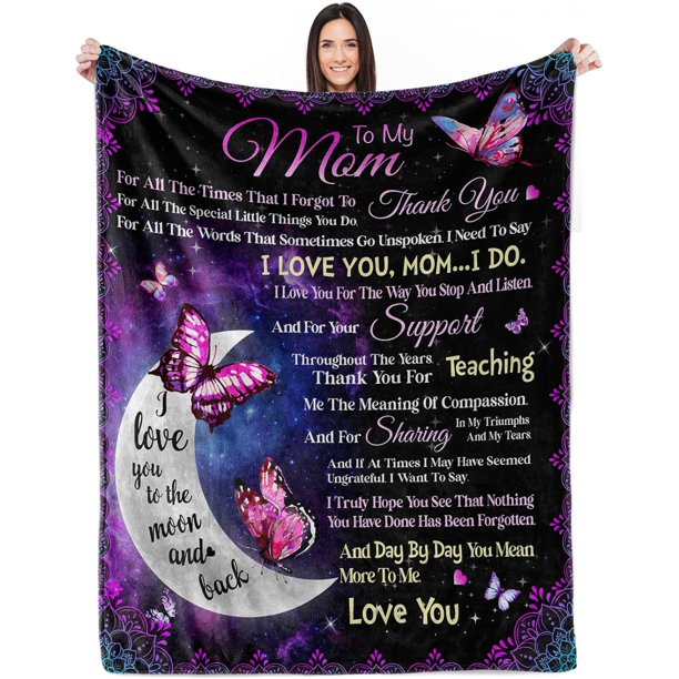 LHSHID Present for Mom to My Mom Presents Birthday Presents for Mon Mothers Day Presents from Daughter Son for Mother Great Mom Blanket Cozy Flannel Throw Blanket for Bed Sofa Camping Couch