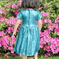 thumbnail image 4 of Sequins Dresses for Girls Short Sleeve 3-8 Years Toddlers Kids Trendy Sparkly Shiny Solid Color Crewneck Birthday Party Dress 2025, 4 of 6