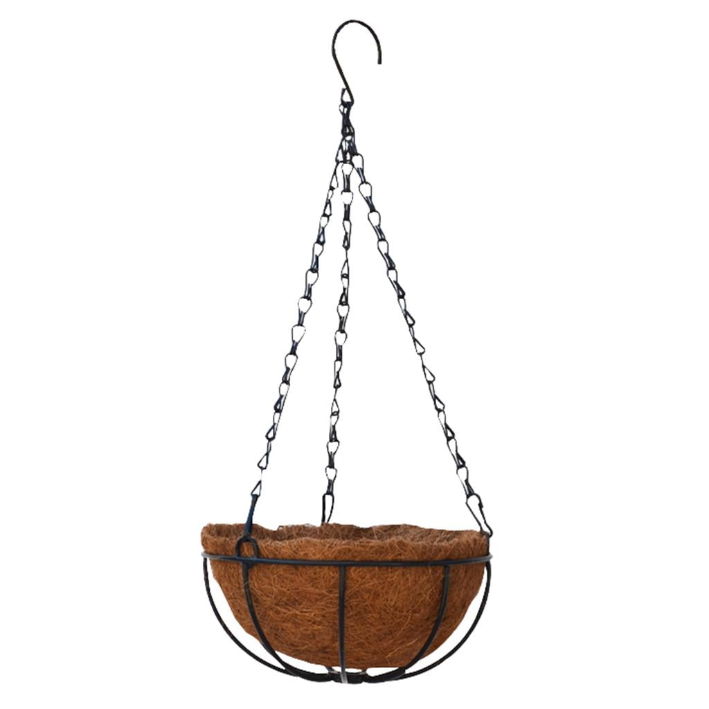 4Pcs Metal Hanging Planter Basket With Liner 14 Inch Round Wire Plant Holder With Chain Porch Decor Flower Pots Hanger Garden (10inch)