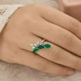thumbnail image 2 of 2Ct Pear Cut Lab-Created Green Emerald Bypass Women's Wedding Ring 14k White Gold Plated, 2 of 5