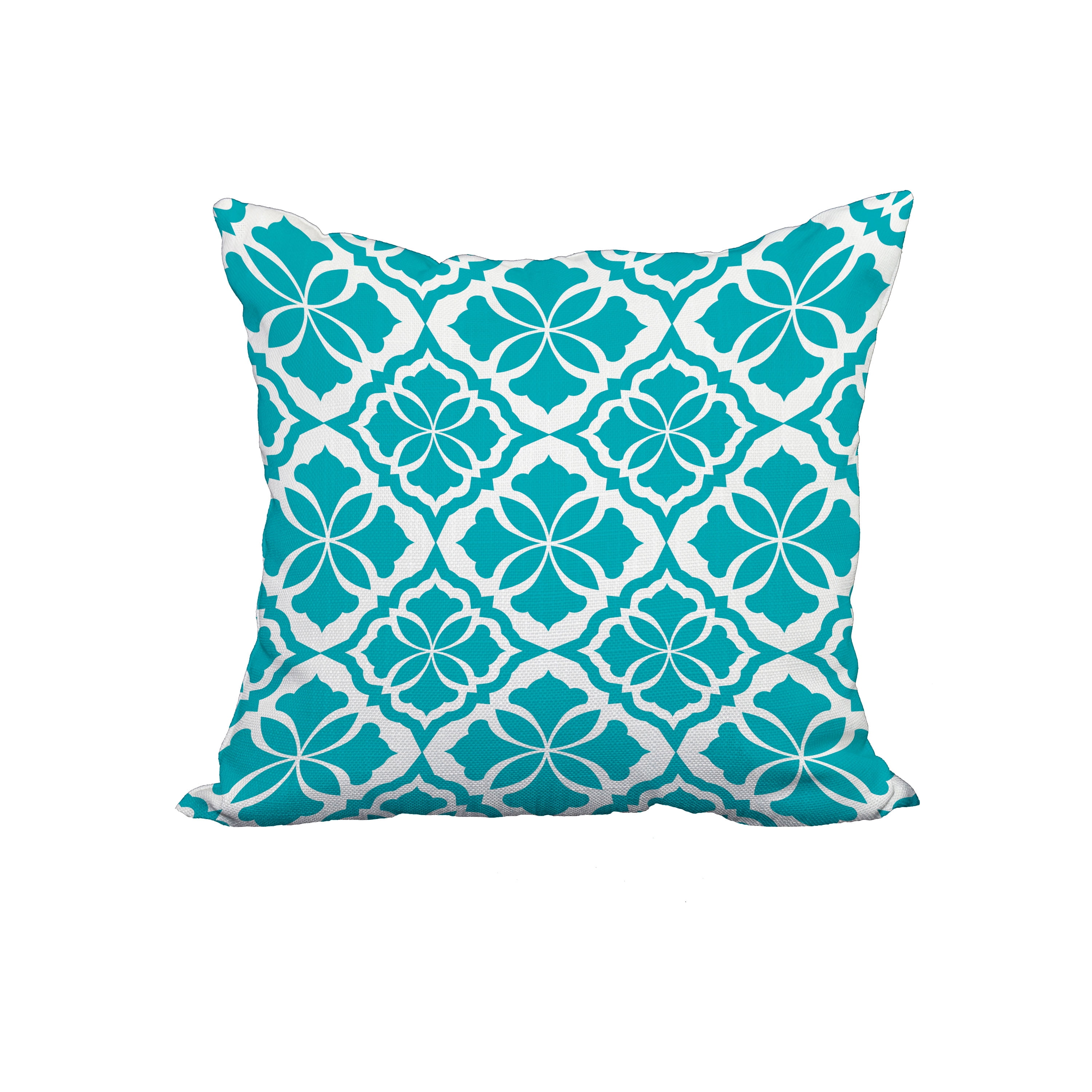 18 x 18 Inch Turquoise Geometric Print Decorative Polyester Throw