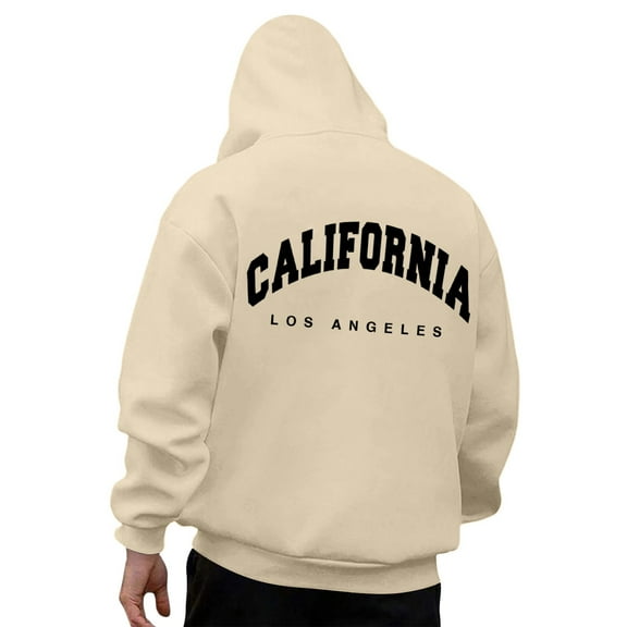 BOOMNY Mens Hoodies Long Sleeve Hoodie for Men Letter Graphic Y2K Soft Warm Pullover Hooded Sweatshirt Cozy Fall Winter Hoodies With Pocket