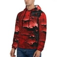 thumbnail image 3 of Pofeuu Abstract Red Textured Canvas Print Mens Casual Hooded Collar Drawstring Hoodies Pullover Sweatshirts Casual Long Sleeve Shirts-X-Large, 3 of 7