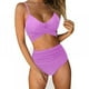 thumbnail image 1 of Trajes de baño de dos piezas con cuello halter y cintura alta para mujer, con tiras cruzadas, tallas S-XL, 1 of 7
