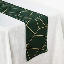 BalsaCircle 12" x 108" Hunter Green Gold Geometric Polyester Table Runner Wedding Linens Dinner