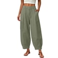 thumbnail image 3 of TaTaai Womens Solid Elastic Waist Pants with Pockets Loose Casual Trousers Bottoms for Daily Home, 3 of 6