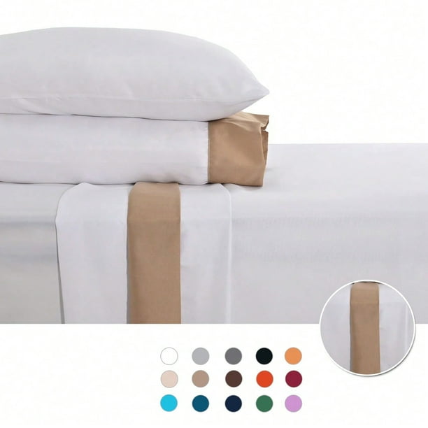 Juego de Sábanas Individual 2800 Hilos Extra Suave Premium Cenefa Europea Soft Nature