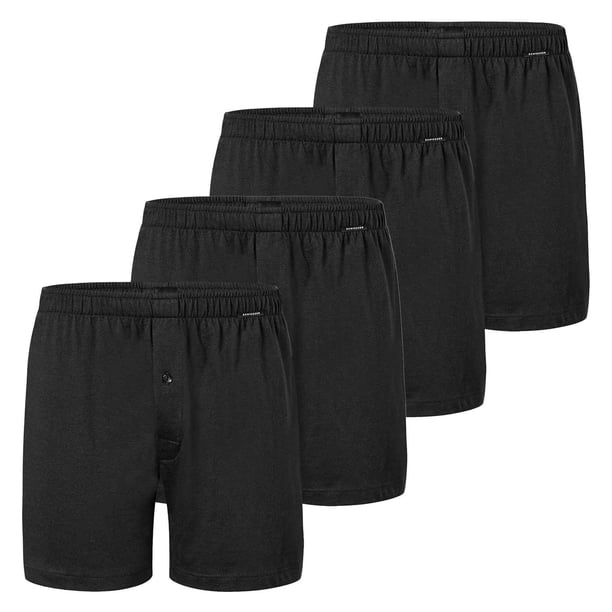 SCHIESSER Bóxers de punto para hombre, pack de 4 - Pack de 4 bóxers, algodón, liso Negro M (Medium)