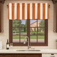 thumbnail image 6 of Burnt Orange Striped Curtain Valances for Windows, Kitchen Valance Window Treatments Panel 2 Pack, Thanksgiving Orange White Stripes Rod Pocket Short Curtains for Bathroom Bedroom 54 x 18 Inch, 6 of 8