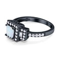 thumbnail image 2 of Halo Princess Cut Ring Black Tone Lab Created White Opal 925 Sterling Silver Size 10, 2 of 3