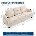 thumbnail image 4 of BouPower 89-Inch Modern 3-Seater Sofa Couch with Cup Holders and Side Storage Pockets, Comfy Couches with Deep Seat for Living Room Apartment Lounge, Beige, 4 of 8