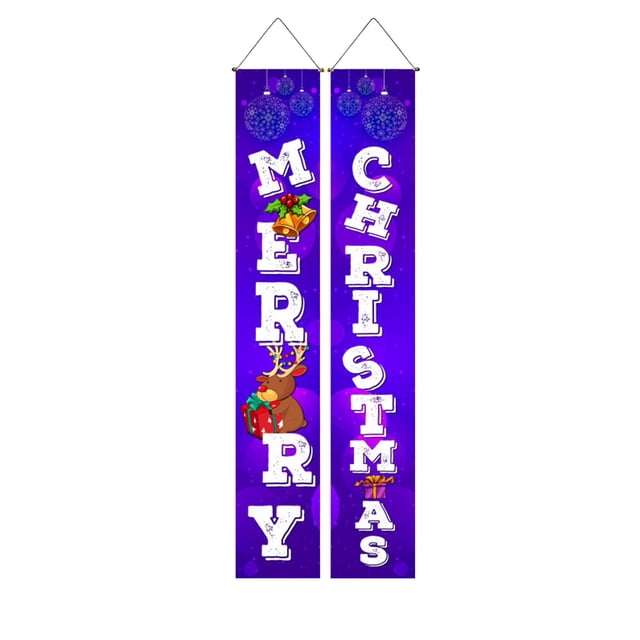 Ensemble de Rideaux de Porte Couplet de Noël, Bannière Suspendue Imperméable pour Décoration de Fête de Noël Intérieure Extérieure, Toile de Fond de Drapeau de Festival Réutilisable pour l'Entrée de la Maison et la Déco d'Événement Culturel