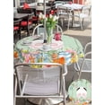 thumbnail image 4 of Easter Outdoor Tablecloth - 54 Inch Round Dining Table Cover, Spring Watercolor Bunny Eggs Wooden Grain Green Waterproof Outdoor Table Cloth with Umbrella Hole & Zipper for Picnic/Patio/Party, 4 of 7