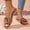 Brown, variant on Eltusu Women Flat Slide Sandals, PU Open Toe Slip On Fashion Summer Shoes Black Size 7