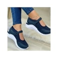 thumbnail image 3 of Daeful Ladies Lightweight Platform Mary Jane Sneaker Nursing Non-slip Walking Shoes Women's Sports Breathable Low Top Ankle Strap Wedge Shoe Casual Sneakers Flats Dark Blue 8, 3 of 3