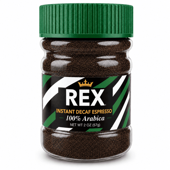 Rex Coffee Decaf Instant Espresso, Dark Roast Arabica, 2 oz