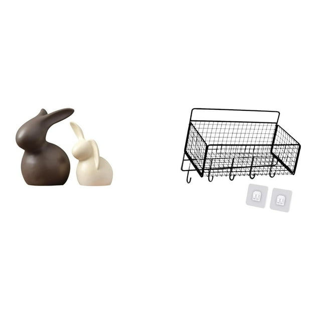 Juego de estatuas de cerámica, cesta de almacenamiento colgante, organizador de pared, estantes, material de hierro, adecuado para el hogar, la oficin