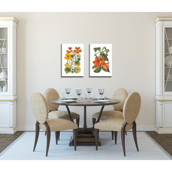 Gango Home Decor Contemporary Antique Botanical XVII & XVIII; Two 16x24in Hand-Stretched Canvases