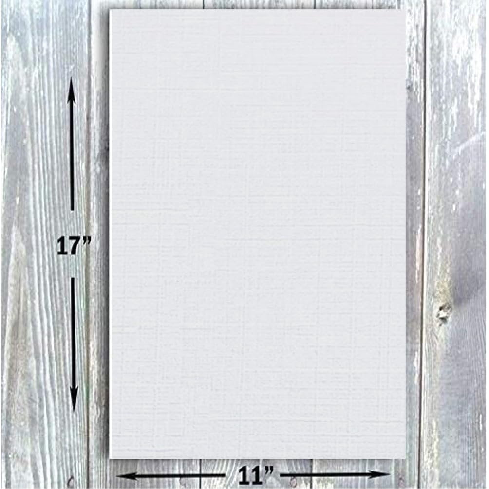 Hamilco Gray Linen Textured Cardstock Thick Paper - 11 x 17" Heavy Weight 80 lb Cover Card Stock - 25 Pack