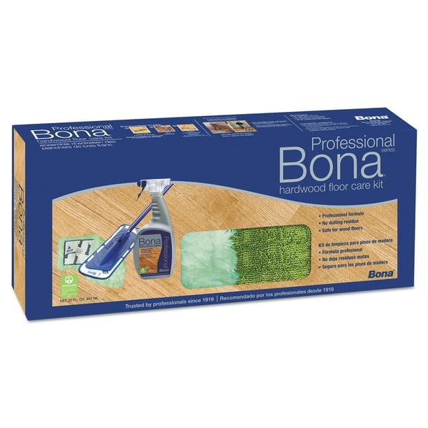 Bona Hardwood Floor Care Kit, 15" Head, 52" Handle, Blue