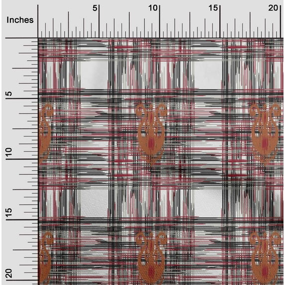 oneOone Organic Cotton Poplin Twill Fabric Swirl & Check Ikat Printed Fabric 1 Yard 42 Inch Wide
