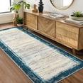 thumbnail image 6 of EastVita Area Rugs Carpets 2'*6' Runner Rug Washable Modern Bordered Rugs Non-Slip Rug Low Pile Bedsides Rug for Laundry Room Hallway,Blue Green B blue green 2*6ft, 6 of 7