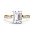thumbnail image 2 of AFFY Solitaire Engagement Wedding Ring for Women Center 9X7MM Emerald and Round Lab Created Moissanite Rings Jewelry Gift for Her In 14K Solid Yellow Gold Size 4.5, 2 of 6